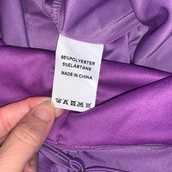 Faeriesty Elegant Purple cowl drape neck spaghetti strap slit Evening Gown XL - Picture 7 of 7